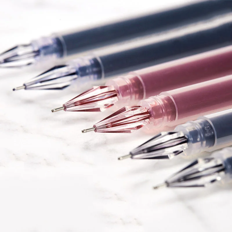 

12 Pcs/Set 0.38/0.5mm Large-capacity Black/Blue/Red Ink Diamond Tip Gel Pen Exam Signing Writing School Office Supplies
