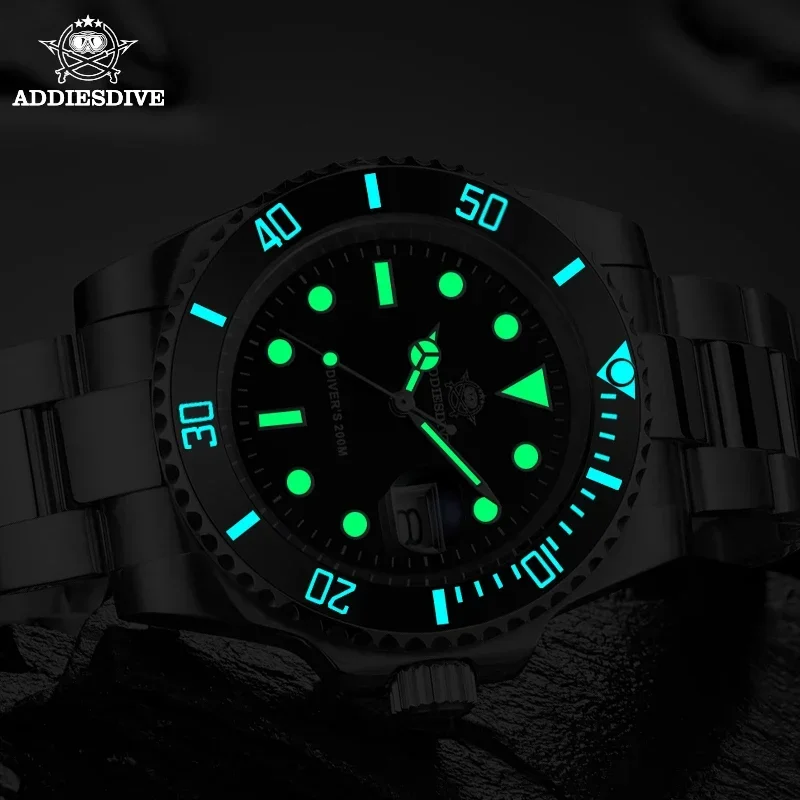 ADDIESDIVE Men's European and American Business Quartz Watch Business Stainless Steel Diving Watches Super Luminous reloj hombre