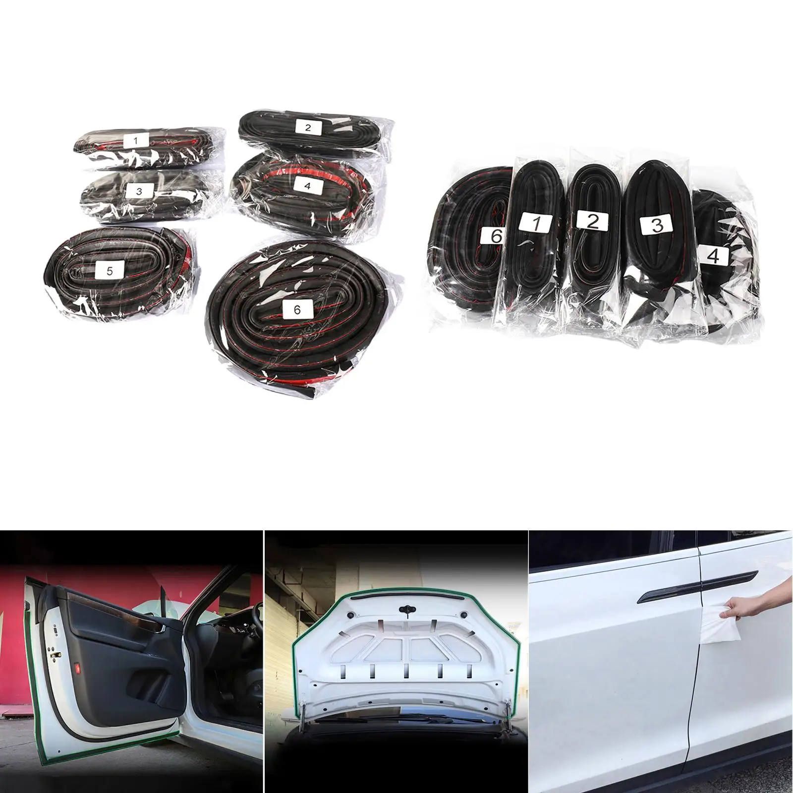 BASENOR Tesla Model Y Door Seal Kit Soundproof Rubber Weather Draft Seal  Strip Wind Noise Reduction Kit 2020-2024