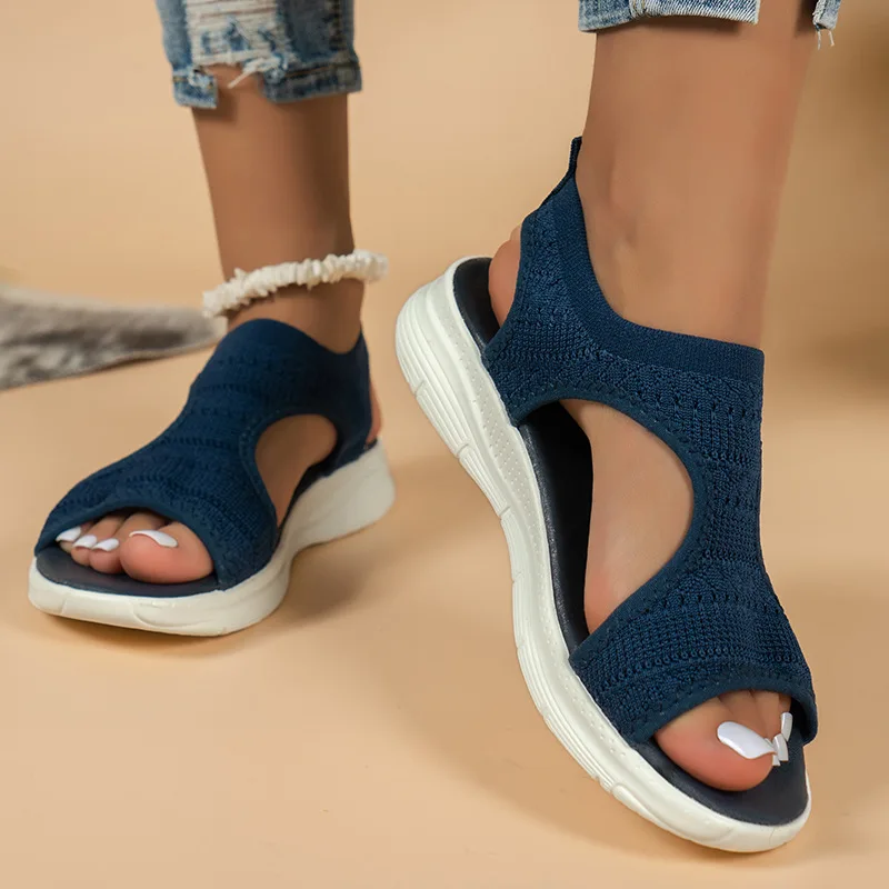 Dames Wasbare Slingback Sandalen - Orthopedisch, Mesh, Platform Zool, Blauw US11/EU43