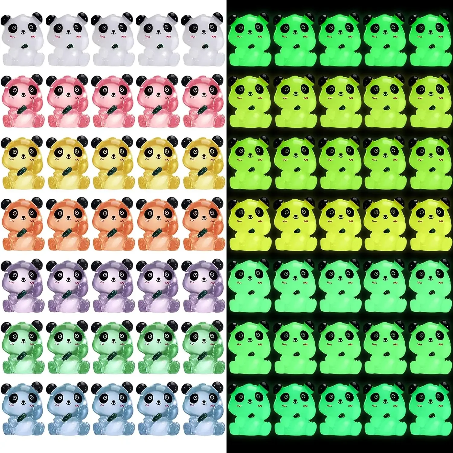 Miniature Figurines 3D Printed Toy 10 Pcs Luminous Panda Animals Landscape Decor DIY Accessories