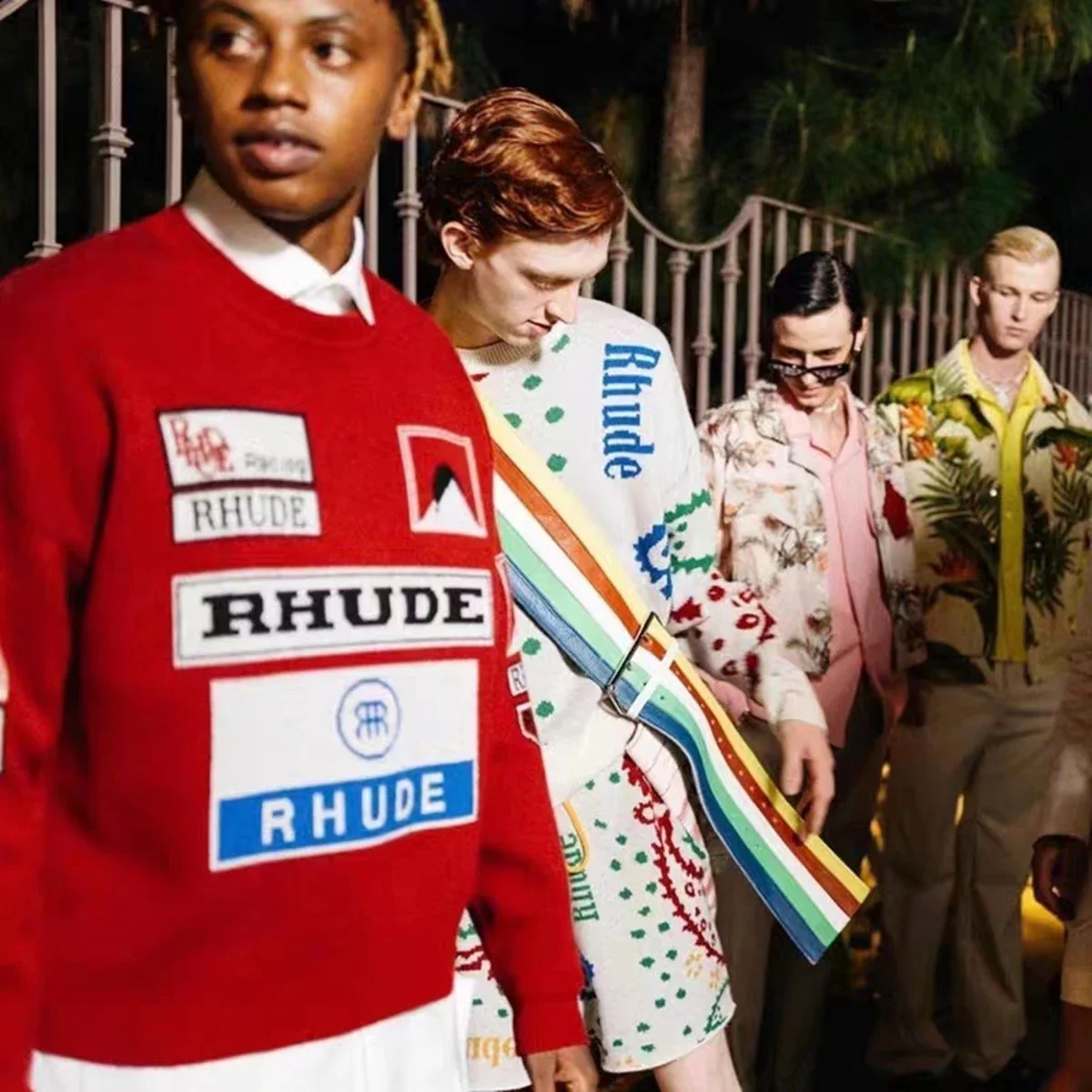 

RHUDE Brand Tops Sweater Round Neck Color Matching Knitwear Casual Oversize Harajuku Pullover