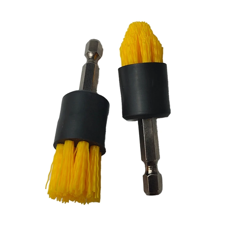 4 Pack Drill Brush Attachment Set Yellow Plastic For Cordless Drill Tile & Grout Drill Brush Set 2