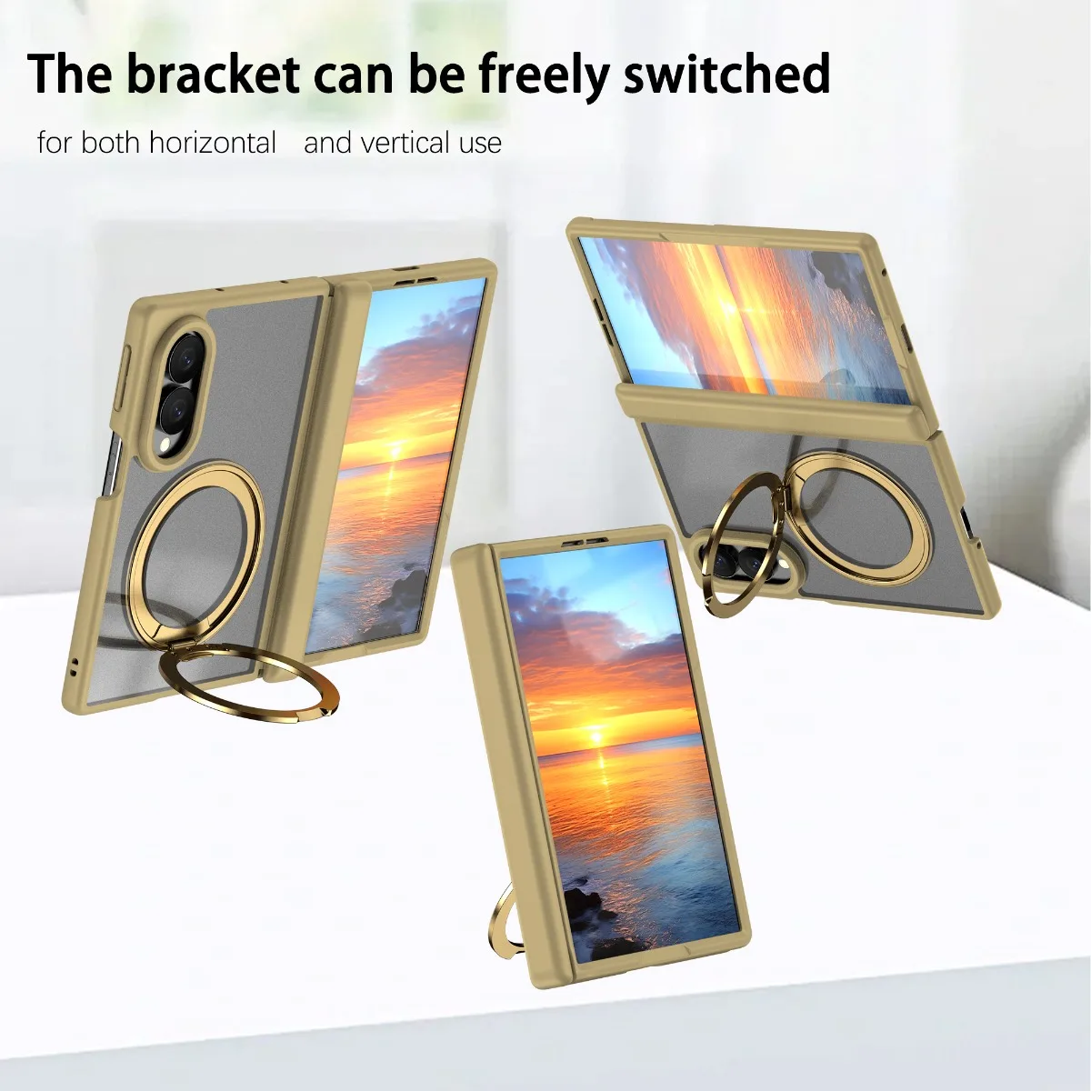 Luxury Magnetic Rotating Phone Stand Case with Hinge Protector and Wireless Charging Compatibility