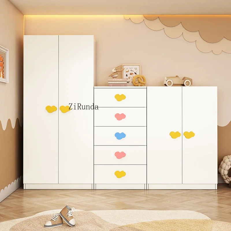 Children's wardrobe household bedroom locker boy student clothes storage cabinet solid wood