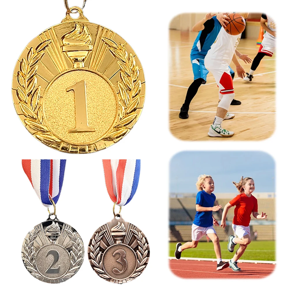 1-10PCS 5cm Gold Silver Bronze Award Medals Winner Medals with Neck Ribbon Competition Students Rewards Sports award medals