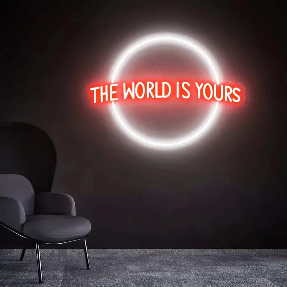 The World Is Yours Neon Sign-Acrylic Finish, Switch Control, Multipurpose USB Powered LED Light for Home, Bar, Wedding Decor
