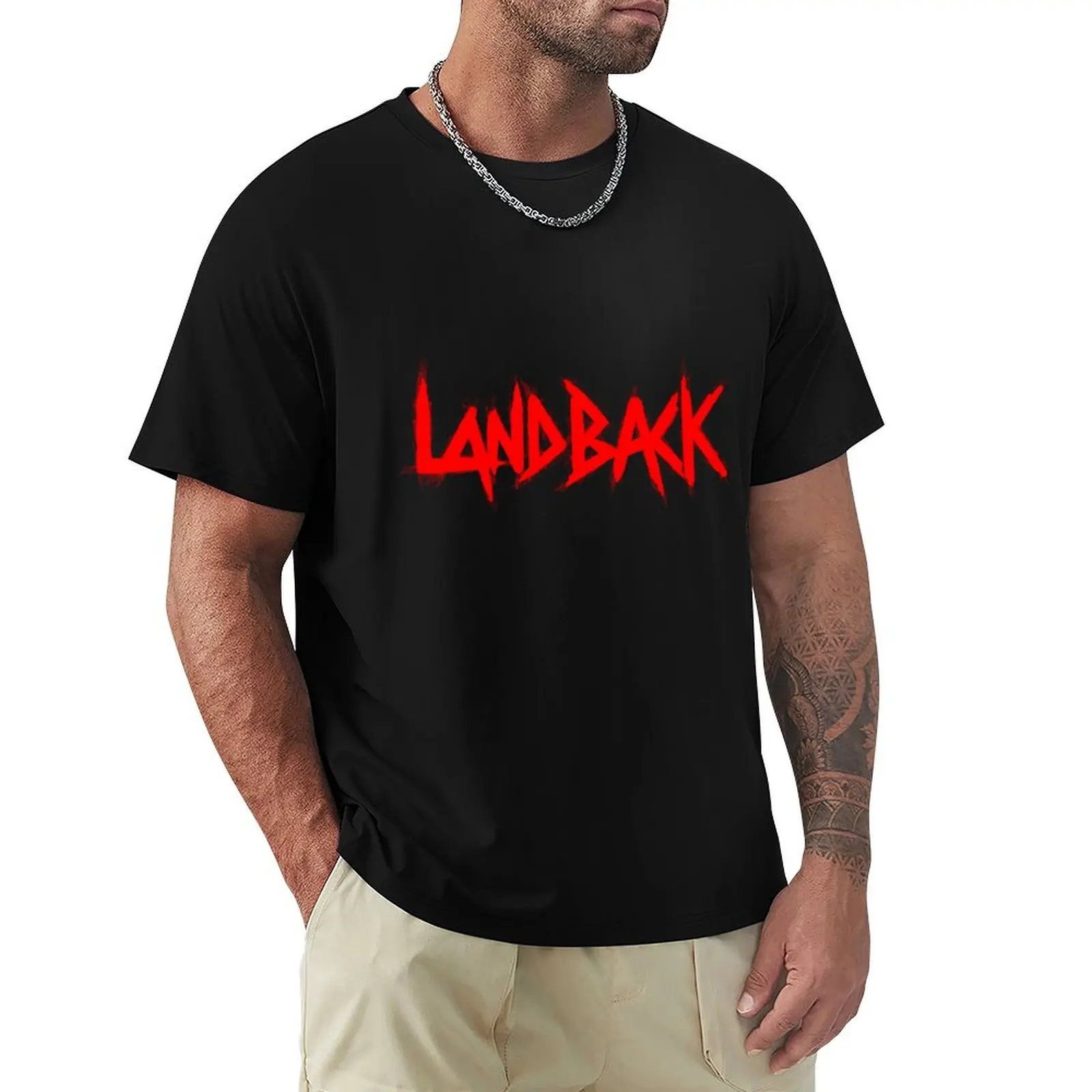 

Landback T-Shirt blacks anime clothes T-shirts for men cotton