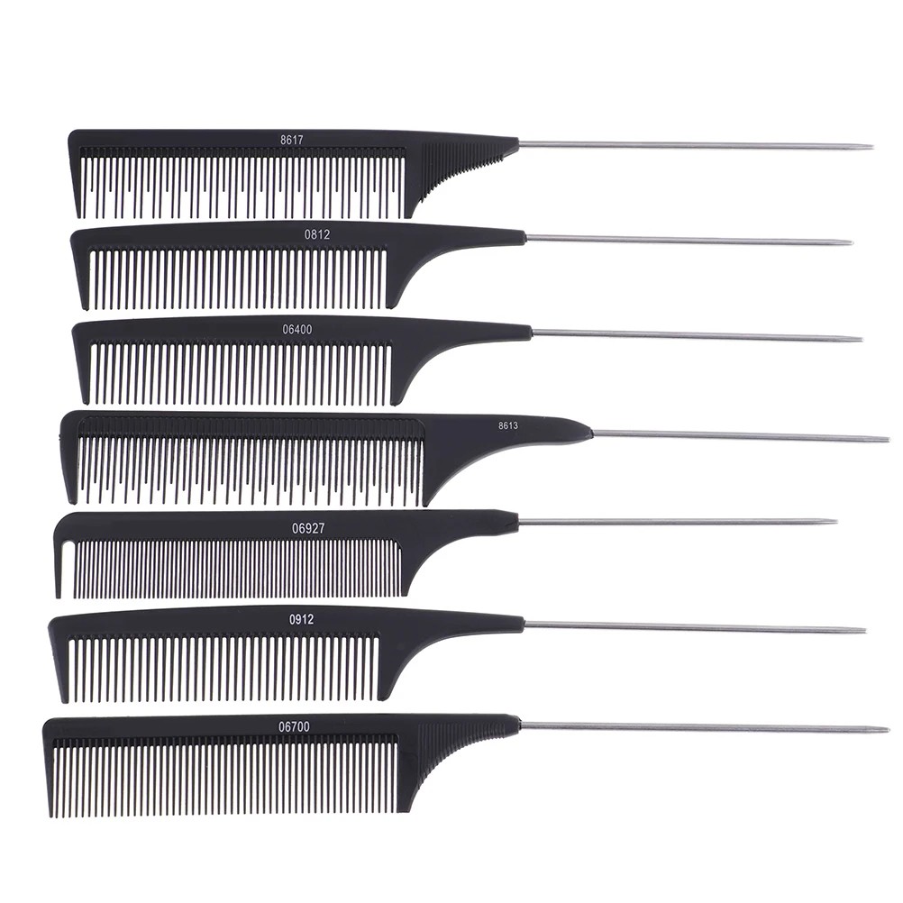 Professional Anti Static Pointed Tail Hair Styling Comb Hair Dye Brush Barber Steel Needle Pin Rat Tip Combs Barber Accessorie 5