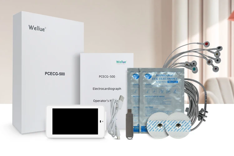 Wellue PC-ECG500 Pocket Ecg Monitor With Glasgow Analysis 6/12-lead Synchronous Acquisition Electrocardiography Ecg