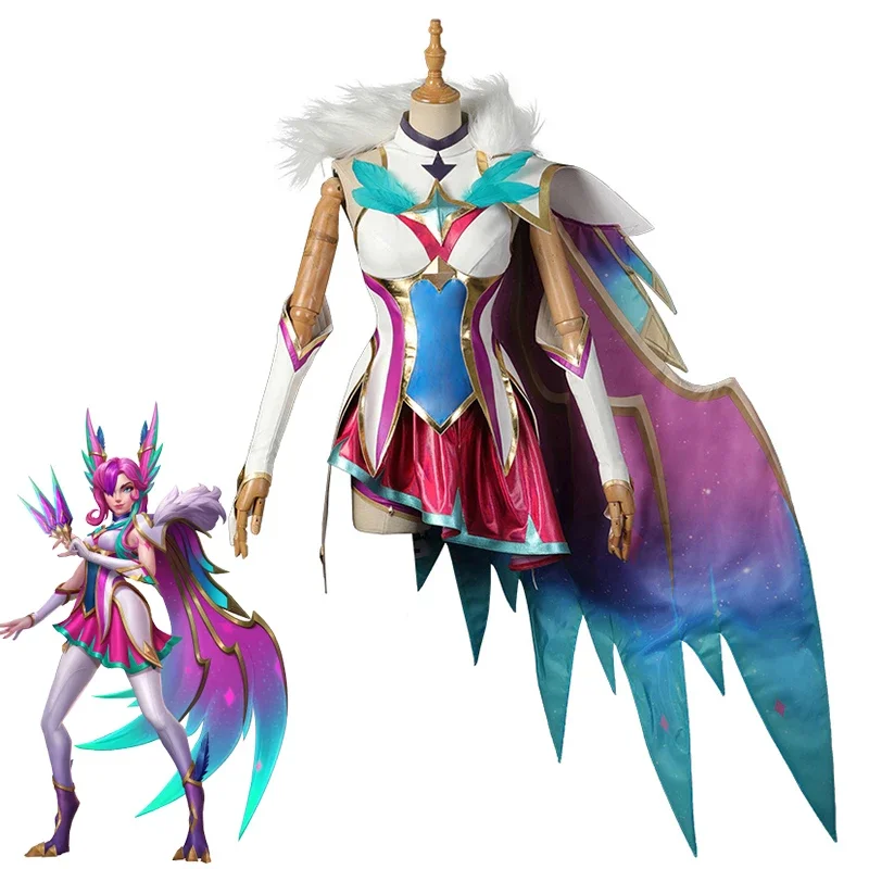 

Game LOL Star Guardian Xayah Cosplay Costume Xayah Women Cosplay Dress with Cloak Halloween Carnival Suit New Skin