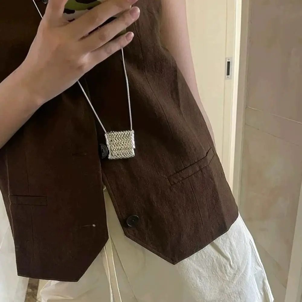 Metal Long Necklace with Mini Bag and Water Bottle Pendants