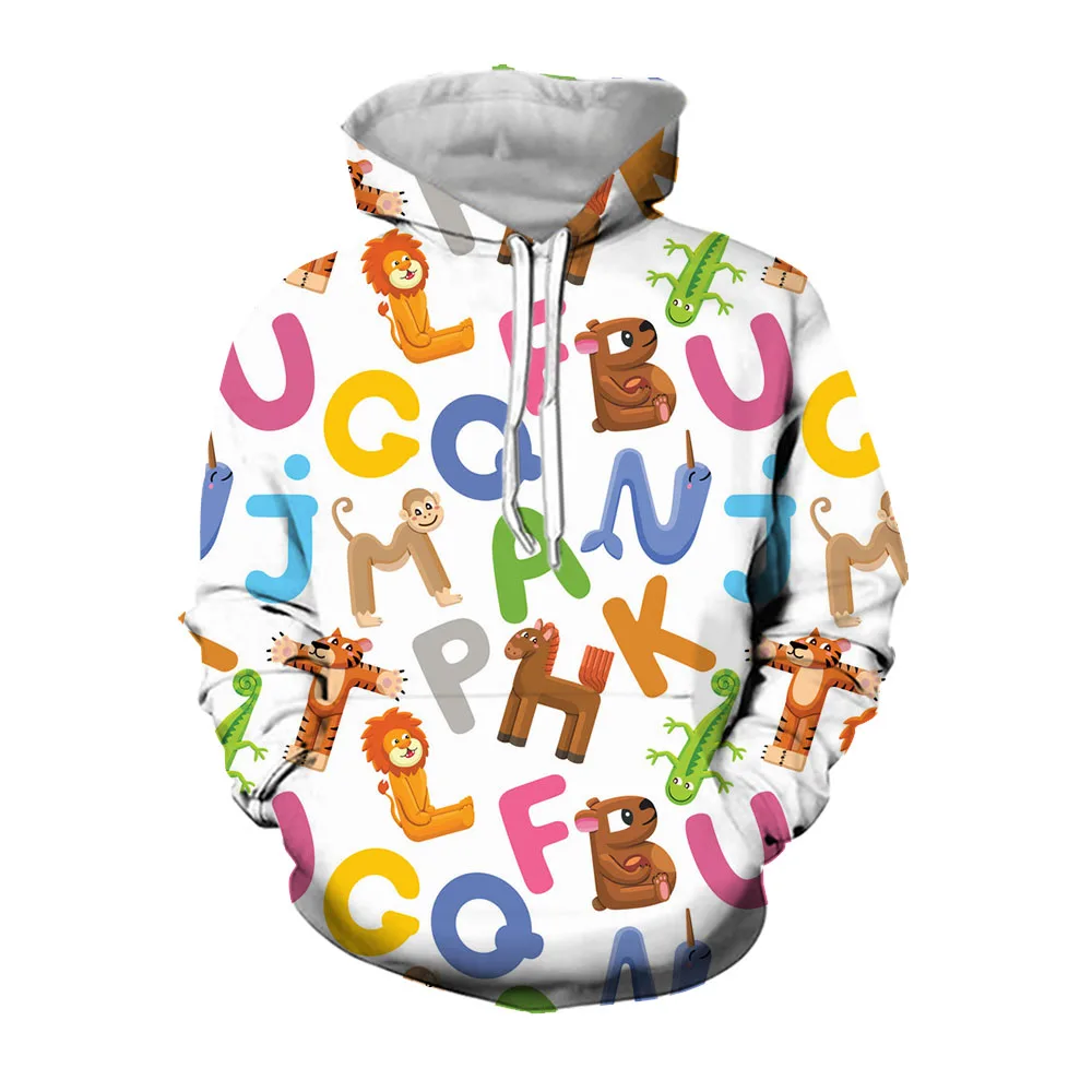 

Jumeast 3D Alphabet Number Printed Men Hoodies Cartoon Capybara Graphic Hooded Sweatshirts Youthful Vitality Y2K Fashion Clothes