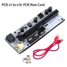 

01X PCIE Riser PCI-E 1X to 16X Adapter 4 Solid Capacitors USB 3.0 PCI-Express Converter 6pin 4pin Power Port to 16X Adapter