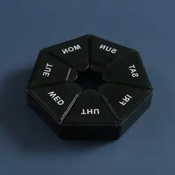 Portable 7 - Day Pill Organizer and Storage Dispenser (Black)