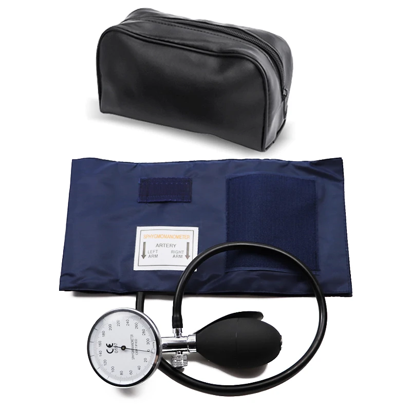 Classic Blood Pressure Monitor BP Adult Upper Cuff Manometer Tonometer Tool Arm Aneroid Sphygmomanometer with Manual Dial Gauge