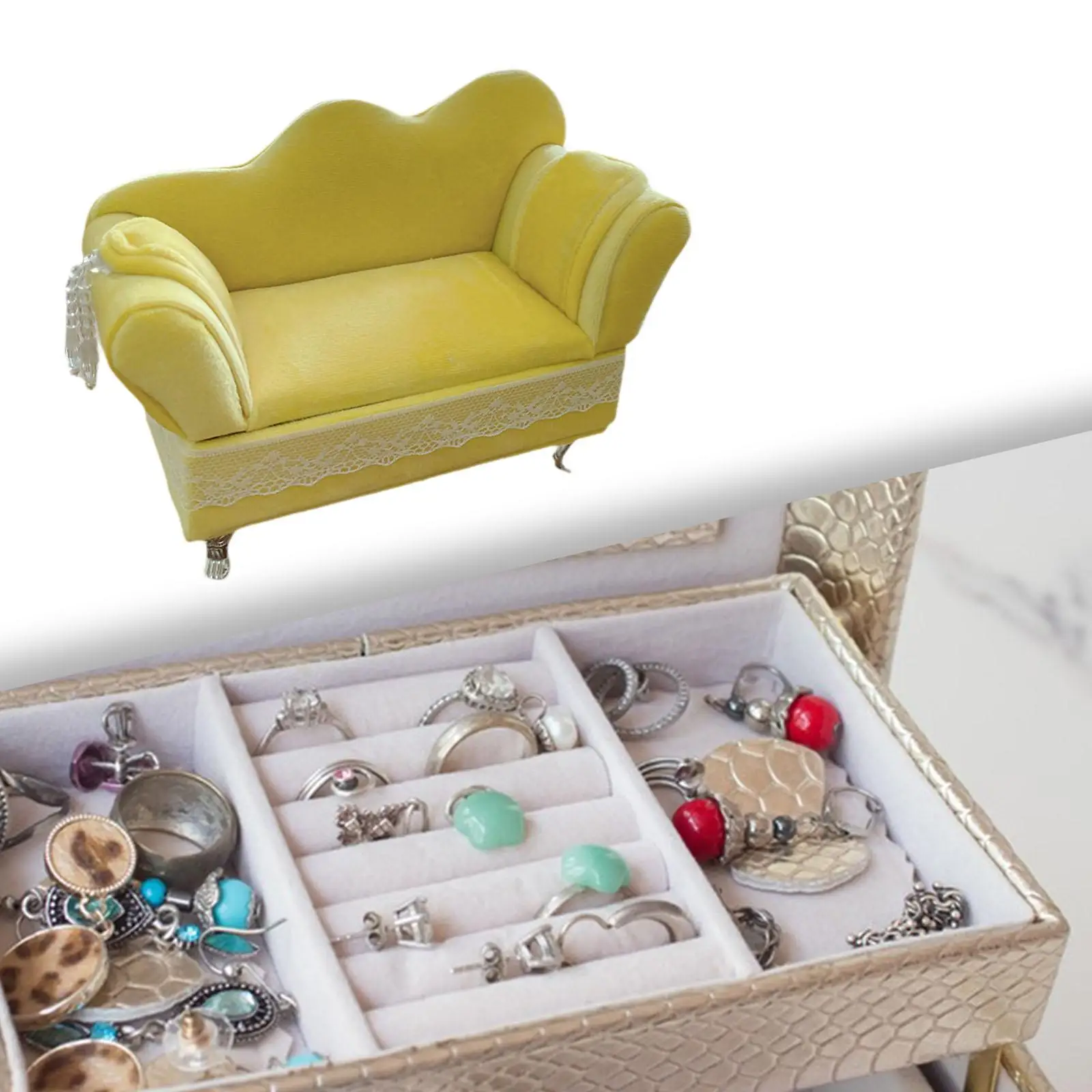 1/12 Sofa,Girls Women Jewelry Box,Life Scene Accessories,Elegant Miniature