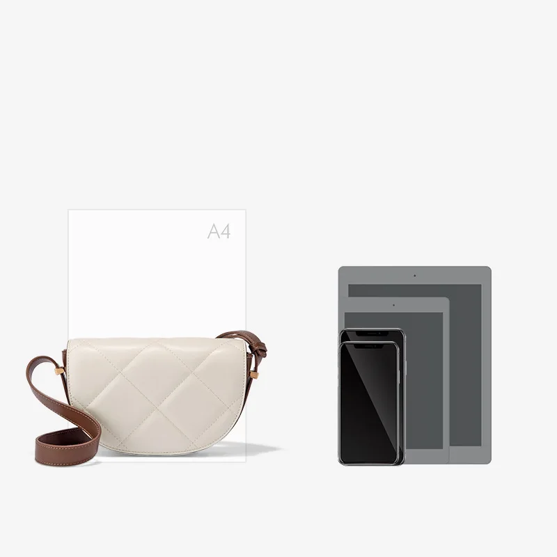 Bag Shoulder Women's Saddle Single Clutche Crossbody Y2k High-End Feeling Genuine Leather Semi-Circular Broadband Cowhide Retro