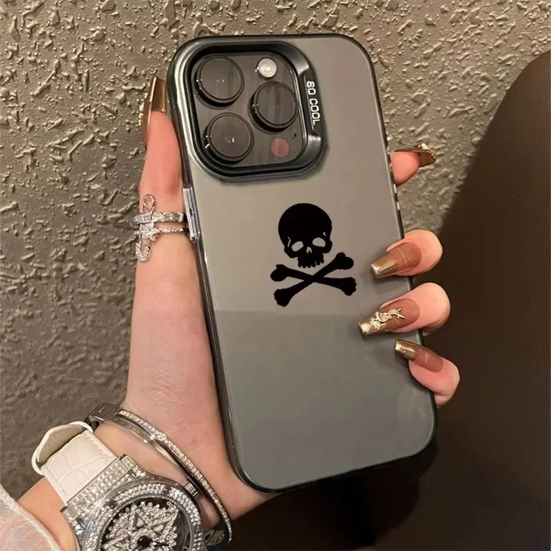 Black Skull Matte Electroplate Phone Case Cover