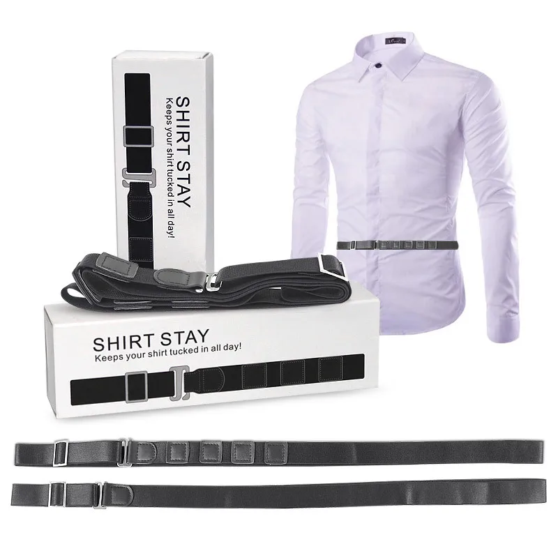 Shirt Stay Belt Black Shirt Stay Belt for Men Women Keep Shirt Tucked In Adjustable Elastic Non-slip Wrinkle-Proof Holder Strap Lock Belt