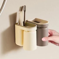 Support de rangement innovant pour brosse à dents, 1 pièce, sans trou, léger, de luxe, tasse de bain de bouche, tasse de brosse, organisateur mural de salle de bain pour Couple 1
