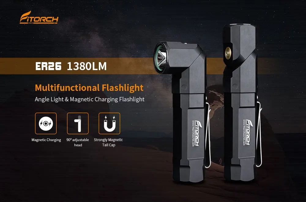 Fitorch ER26 高輝度1380LM 調整可LEDライト 防水　レッド Fitorch ER26 Angle Light with magnetic charging – Fitorchworld