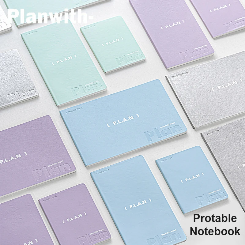 Undated Planner Notebook Soft Leather A6/A7/Horizontal 32 Sheets Self-fill Monthly Daily Notepad Portable To Do List