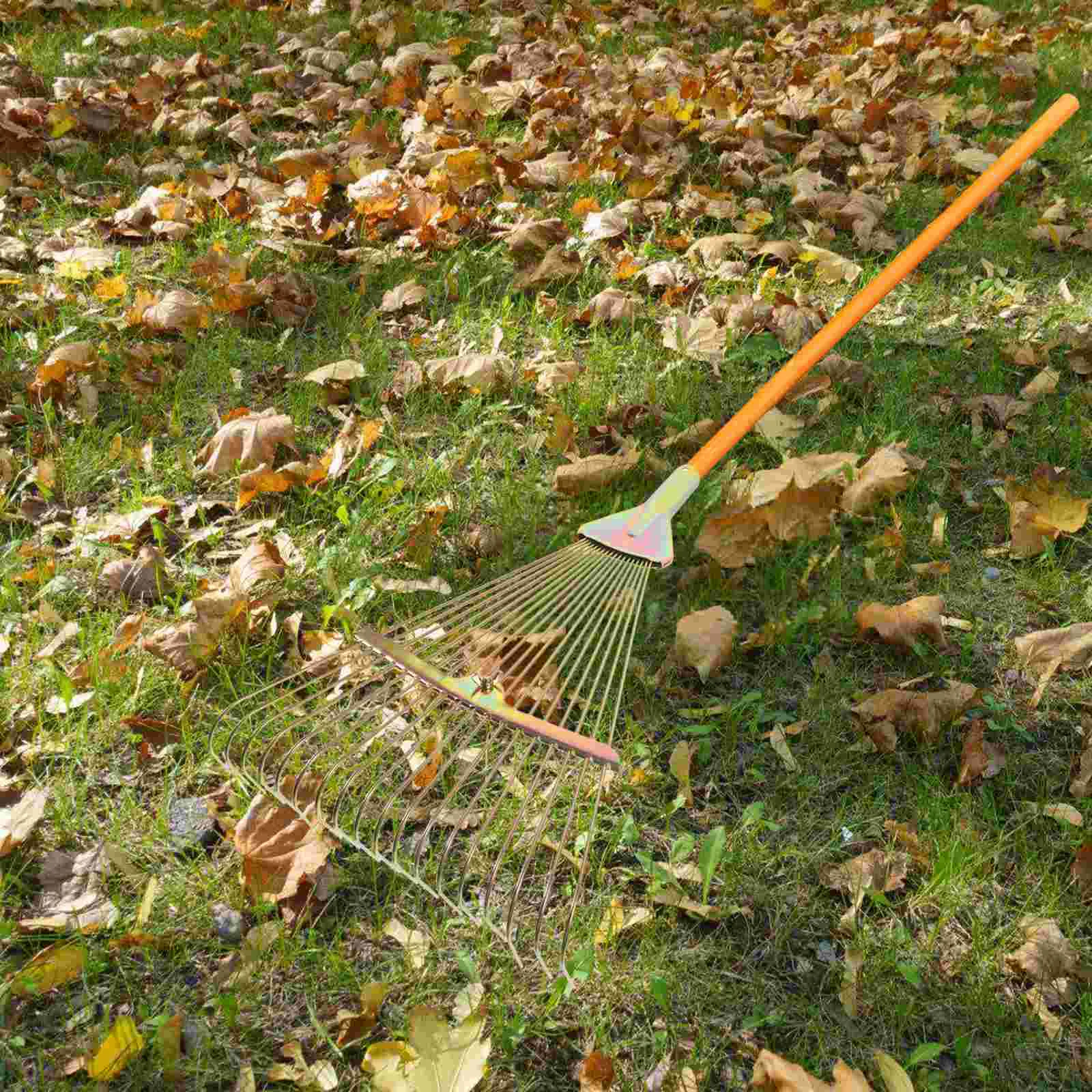 Garden Pine Needle Rake Portable Steel Lawn Rake Garden Shrub Rake For Leaves 6