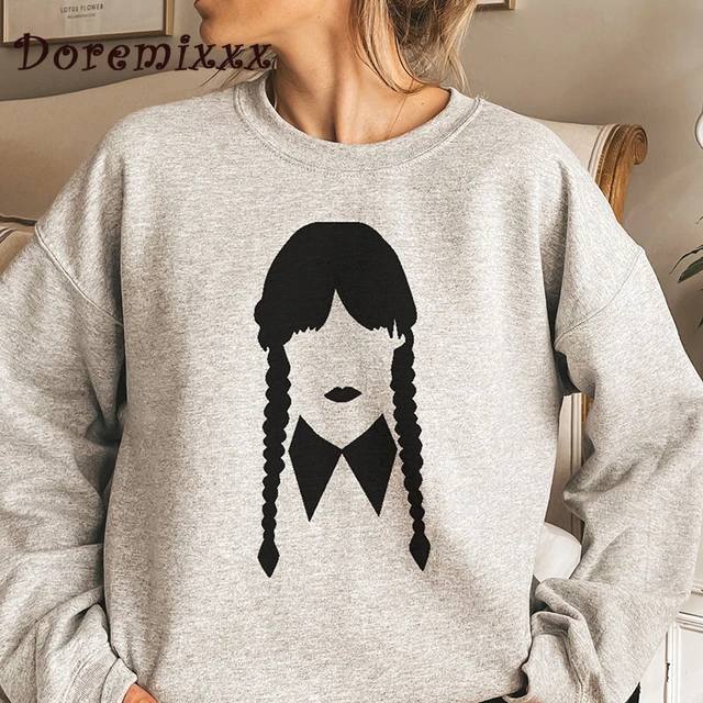 Wednesday addams e enid crewneck moletom mulher pulôver addam unissex  hoodies feminino nevermore academia roupas góticas y2k - AliExpress