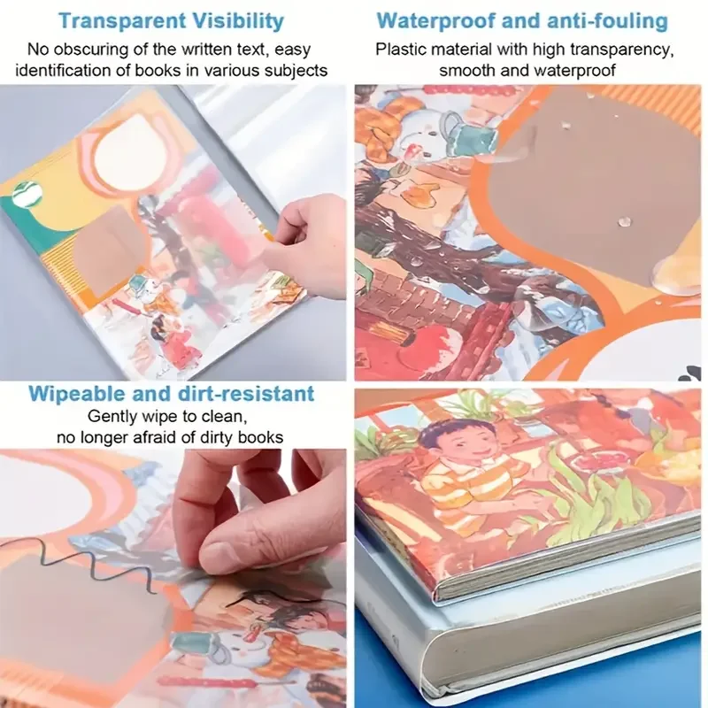 9pcs Waterproof PVC Book Cover for A4/16K/22K Books - Durable Stationery Protector, Office & School Supplies - 4