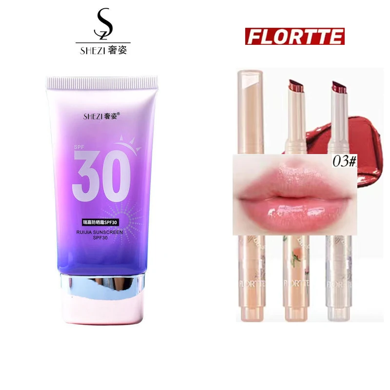 

She Zi Sunscreen Isolation Whitening Cream FLORTTE Chu Jelly Combination Set Women's Facial Professional Beauty Cosmetics