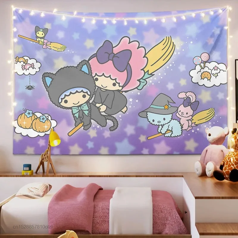 Kawaii Sanrio Hello Kitty Tapestry My Melody Cinnamoroll Kuromi Cartoon Cute Textile Wall Covering Cute Girl Living Room Decor tapestry decorations