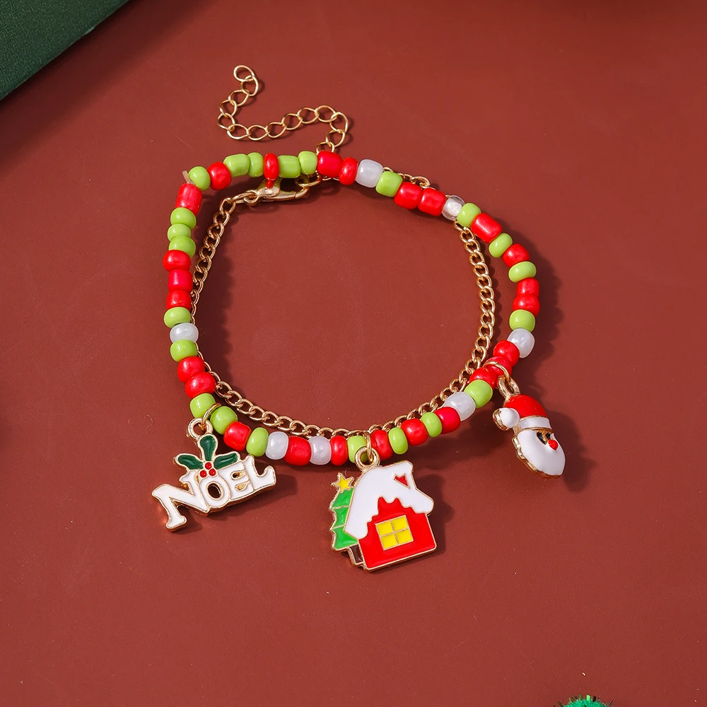 Leslie Fashion Weihnachtsarmband Weihnachtsbaum Glocke Hirsch Schneemann Schneeflocke Armband-Set für Frauen Frohes Neues Jahr Schmuck Geschenke – Detail 15