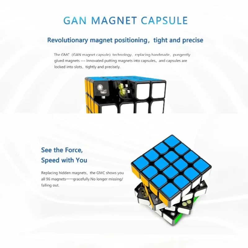 GAN460M 4x4 Speed Cube GAN 460M 4x4x4 Magnetic Speed Cube GAN460 M Professional Magic Cube Puzzle Toys for Kids 3