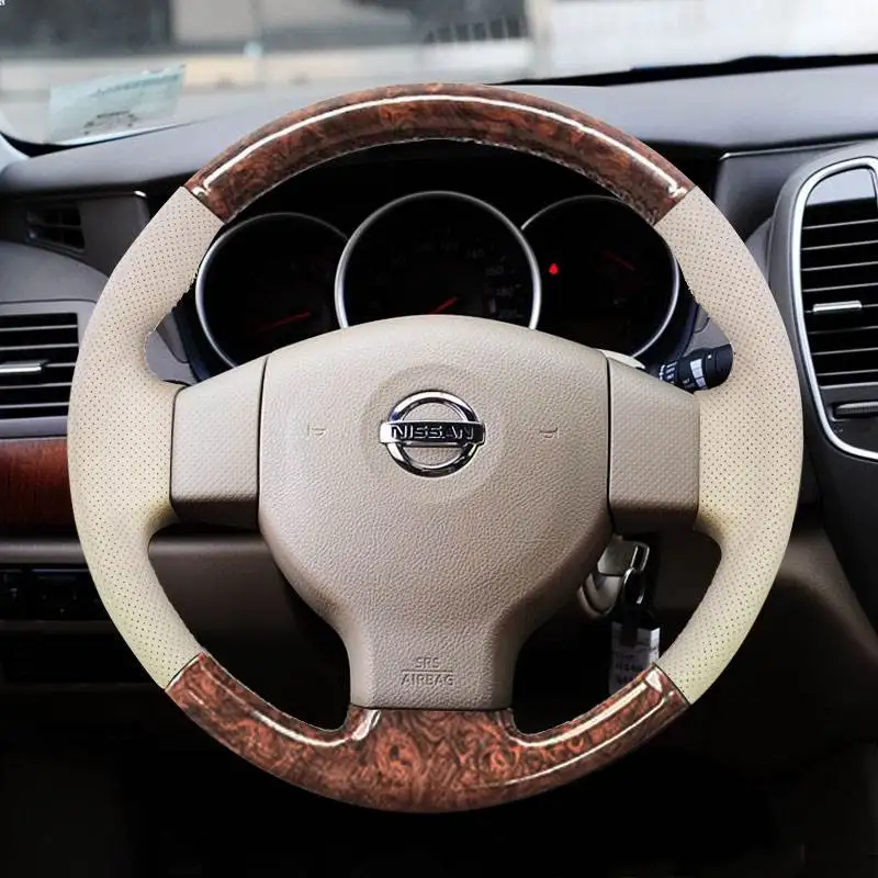DIY HandSewn Leather Suede Carbon Fiber Car Steering Wheel Cover for