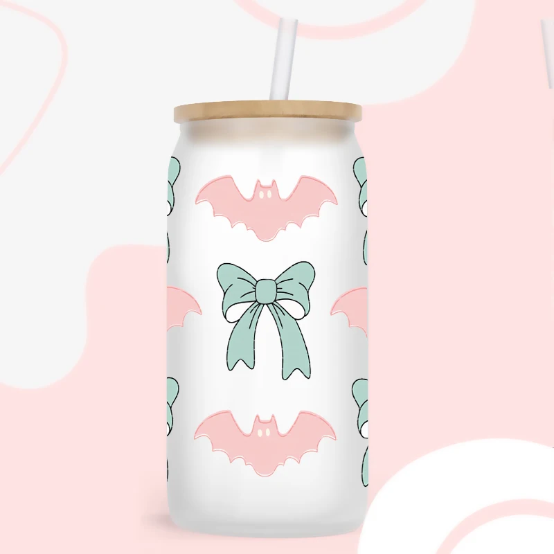 UV DTF Transfer Sticker Flowers Bows For The 16oz Libbey Glasses Wraps Bottles Cup Can DIY Waterproof Decals D19610