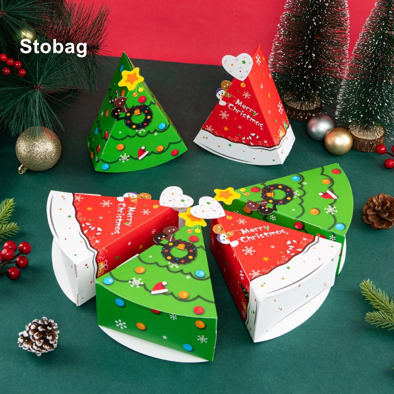 

StoBag-Merry Christmas Gift Kraft Box Candy and Cookies Package Cute Santa Claus Kids Child Holiday Happy Year Party Favors 12 P