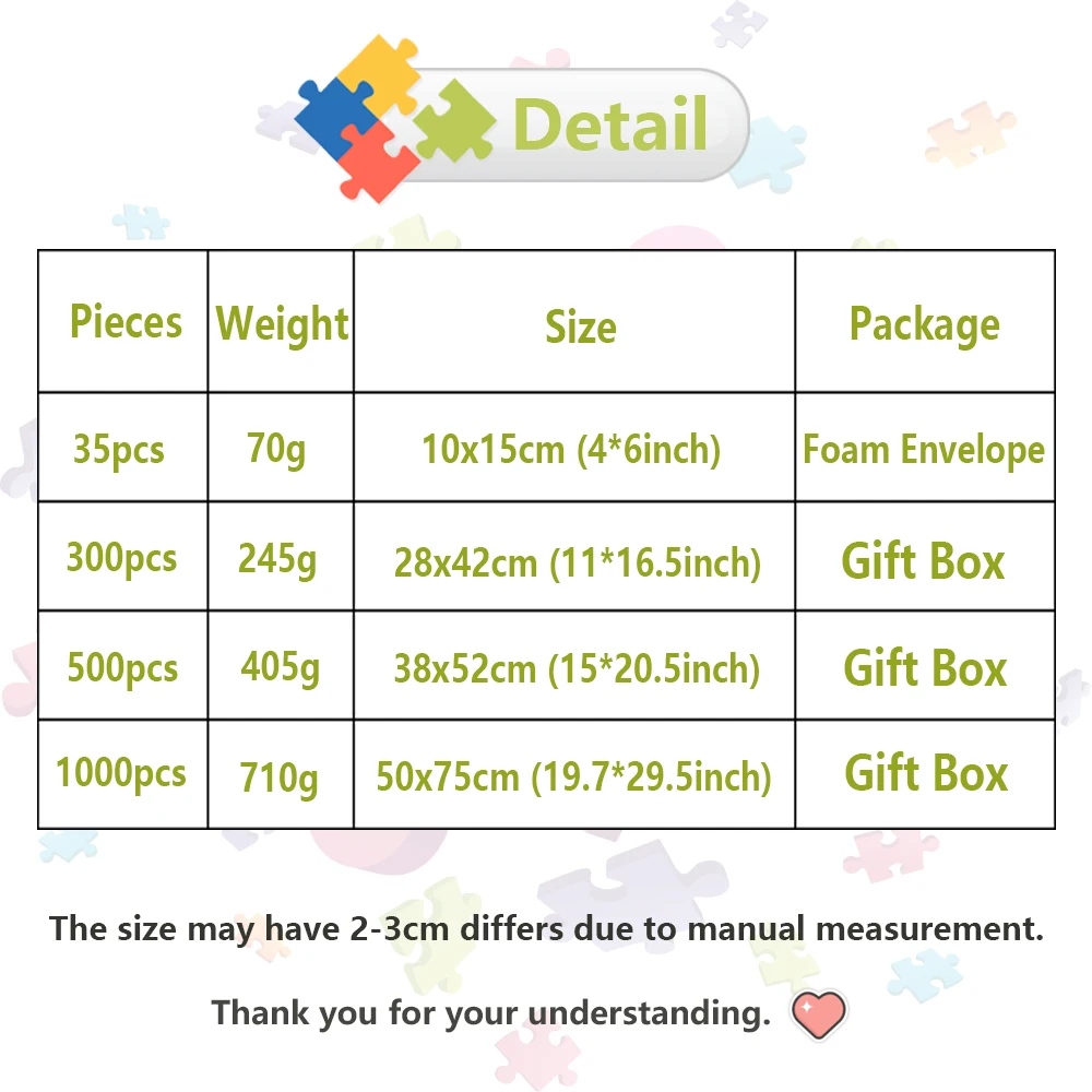 Picture Diy Photo Custom Jigsaw Puzzle Personalized Toys for Kids Decoration Collectiable Funny Adult Leisure Toys Gift with Box 4