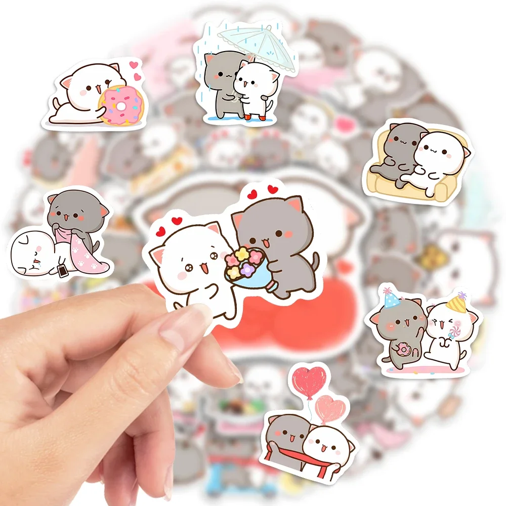Couple Cat Stickers Cartoon Kawaii DIY Gift Decal Doodles for Scrapbook Skateboard Luggage Phone Waterproof Stickers
