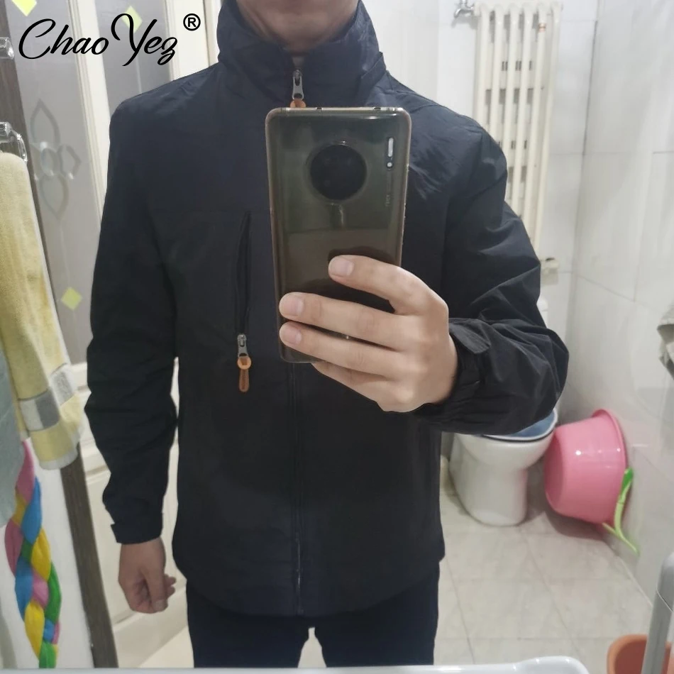 2024 DIY Autumn New Men Waterproof Hooded Custom Logo Windbreaker Jacket Coat Men Casual Outdoor Hiking Jacket Male Coat 5XL 5