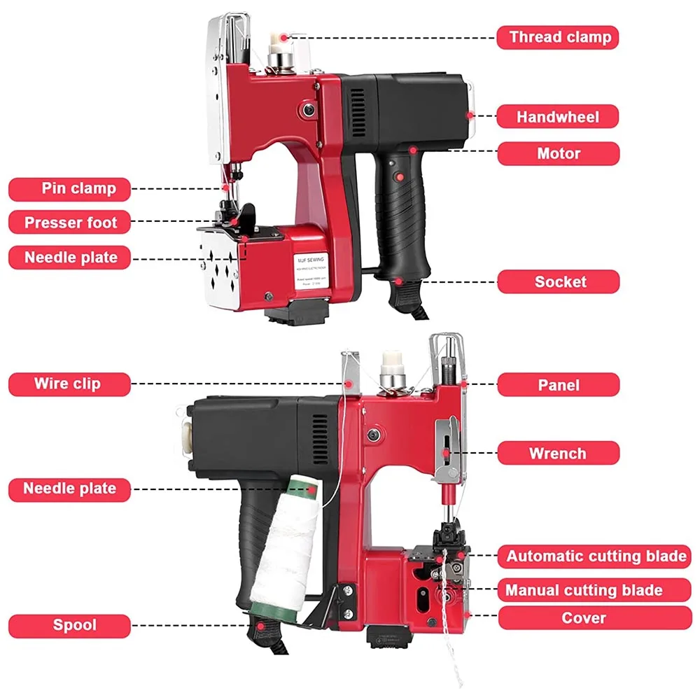 NEW Gk9-886 Double-line High-speed Electric Sewing Machine Industrial Woven Portable Handheld Sealing Machine Flour Bag Overlock
