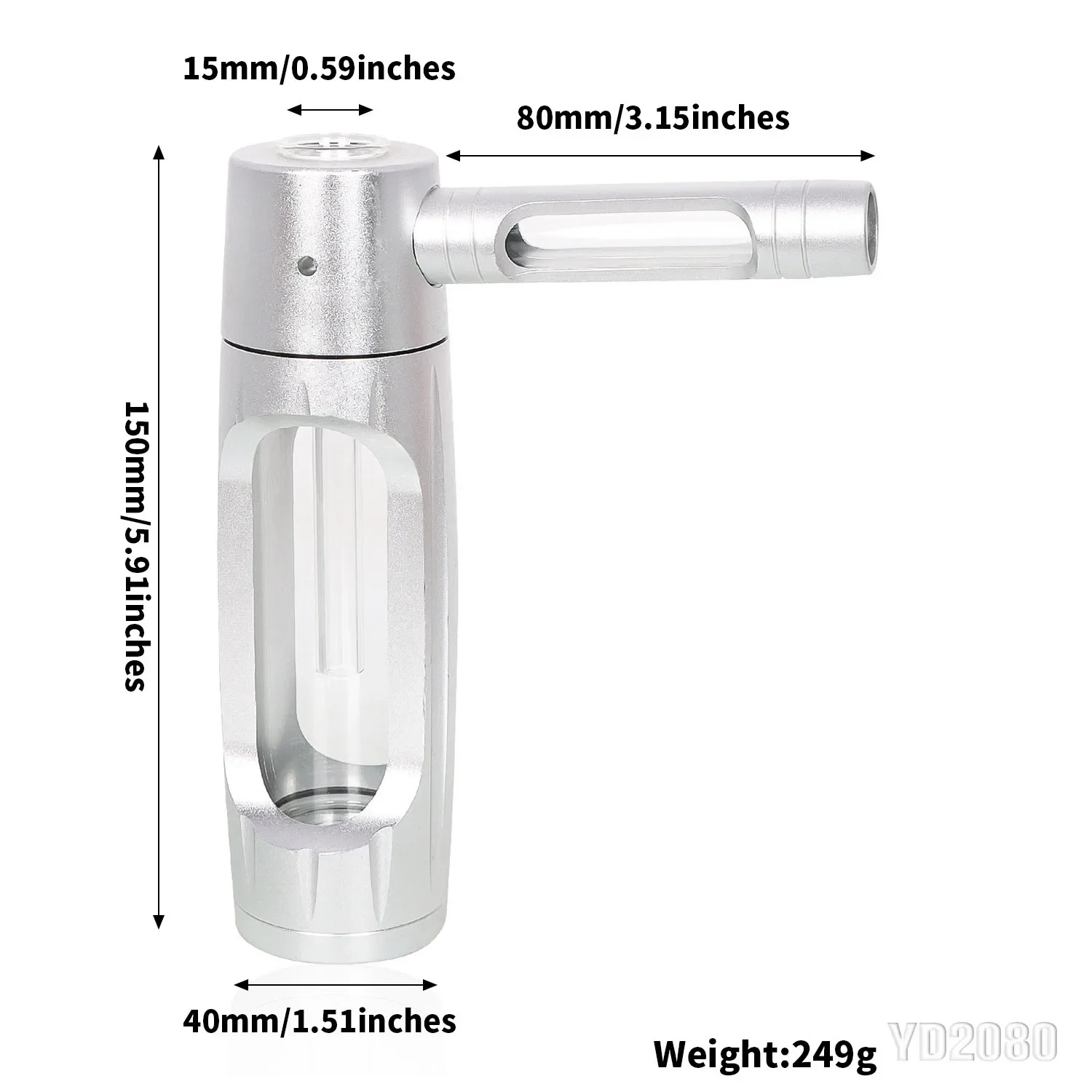 Smoking Accessories Tobacco Pipe Tobacco Smoking Accessories Herb Smoking Pipe Smoking Pipe Glass Smoking Pipe Portable Mini Dry Burning Tobacco Smoking Pipe Aluminum Alloy&Glass Hookah Smoking Accessories