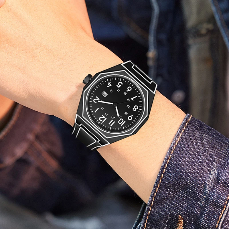 LIGE Fashion Creative Watches For Men Casual Sports Men Quartz Wristwatch Silicone Waterproof Date Chronograph Relogio Masculino