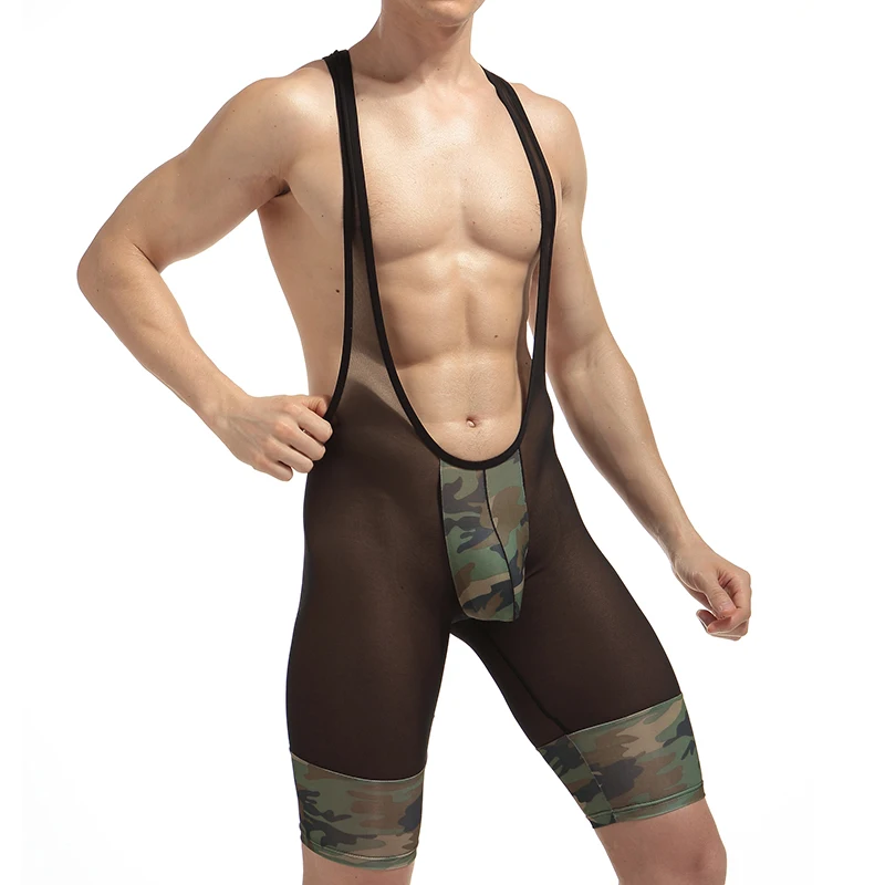 Men’s Camouflage Bodysuits and Underwear: Stretchy Tanks, Jumpsuits, and Intimate Lingerie mens mesh see thru underwear
