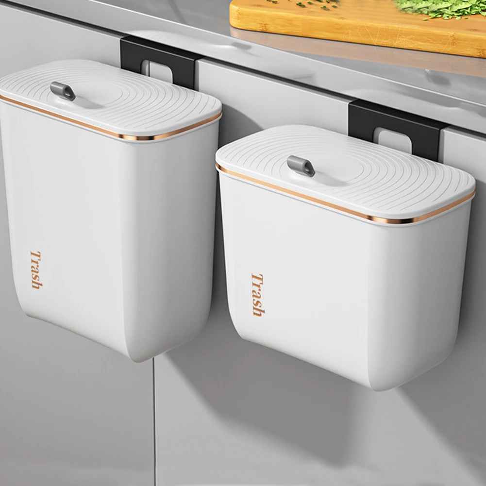 Kitchen Bathroom Hanging Waste Bin with Lid Wall Mounted Garbage Can for Cabinet Under Sink Waste Garbage Compost Bin: 3 - 5 Days Free Delivery Only UK