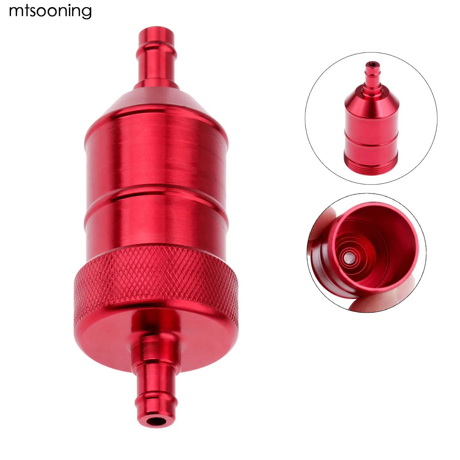 Mtsooning 8mm Petrol Gas Fuel Filter Cleaner Red Universal For