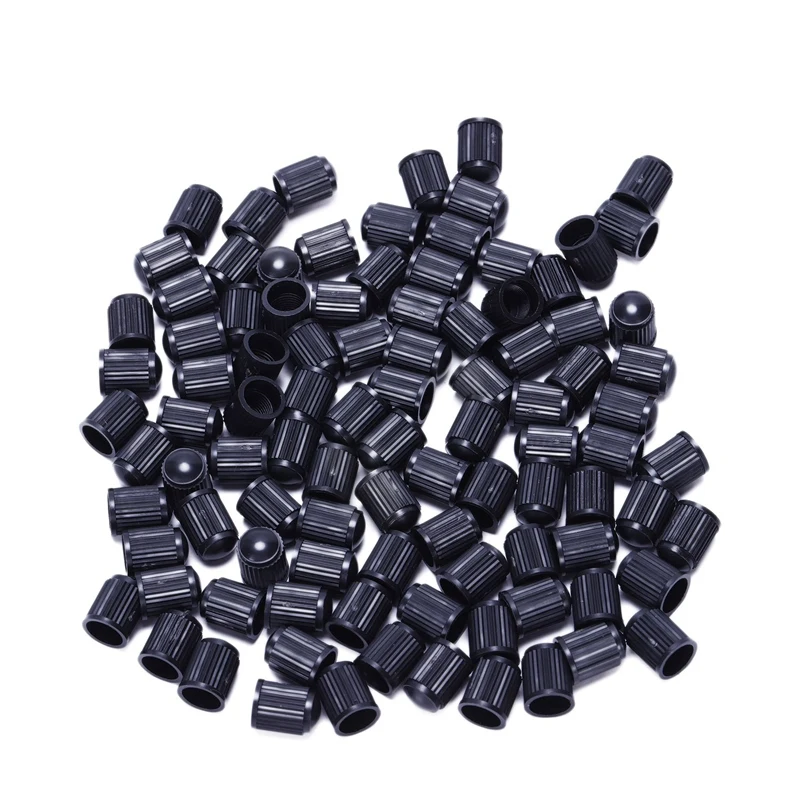Set Of 200-Black Plastic Replacement Valve Caps. Cars, Trucks, Motorcycles, ATV. Schrader Tire Caps.