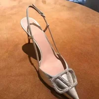 2025 new high heels luxury buckle slingback pointed toe party heeled sandals comfortable trendy women's high heels 1