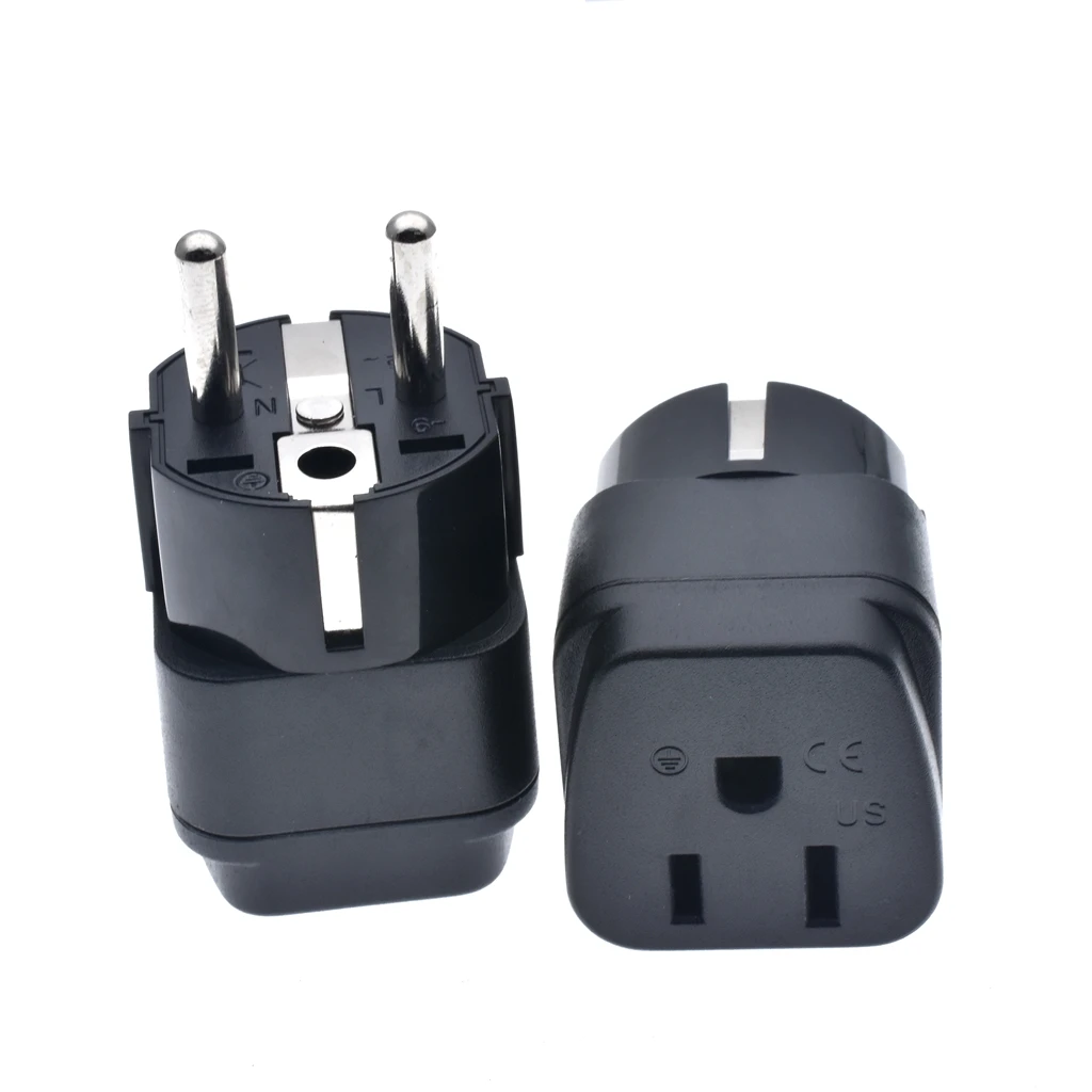 US To EU Plug Adapter 10A 250V Type A / Type B to Type E/F European Converter Germany France South Korea Travel Adapter Plug
