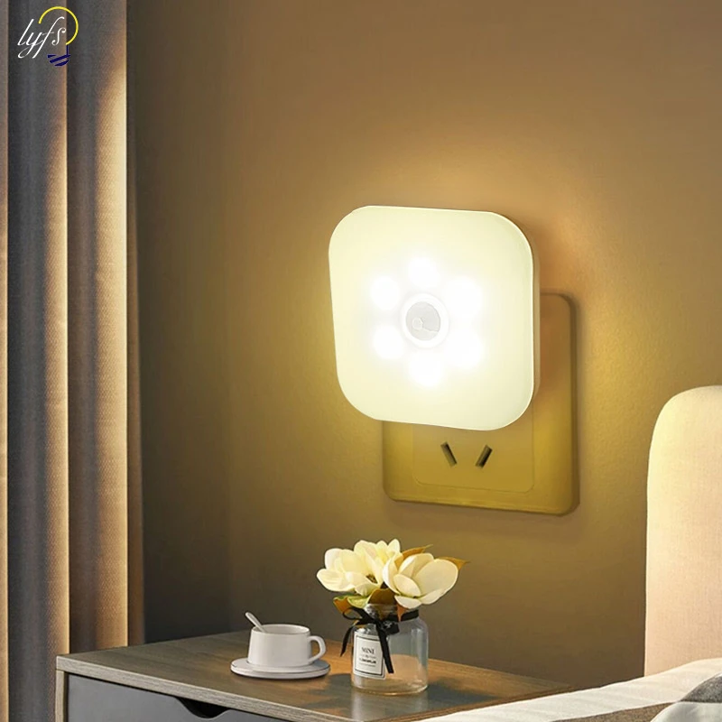 Plug-In Wireless Night Lamp with Motion Sensor LED Night Lights Bedside Lamp for Bedroom Corridor Closet Kitchen Lighting battery night light